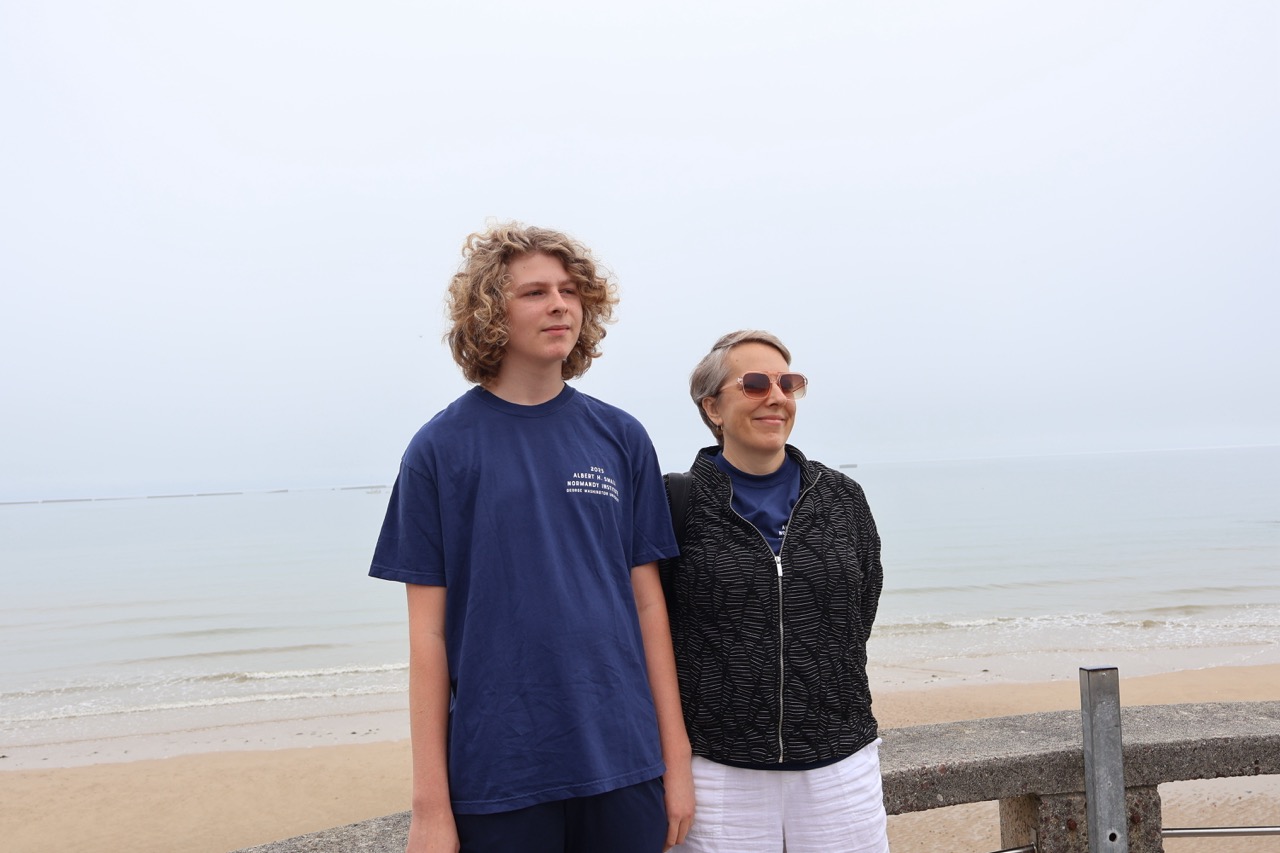 Student and Teacher standing on Gold Beach