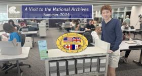 Student with Archives Cart
